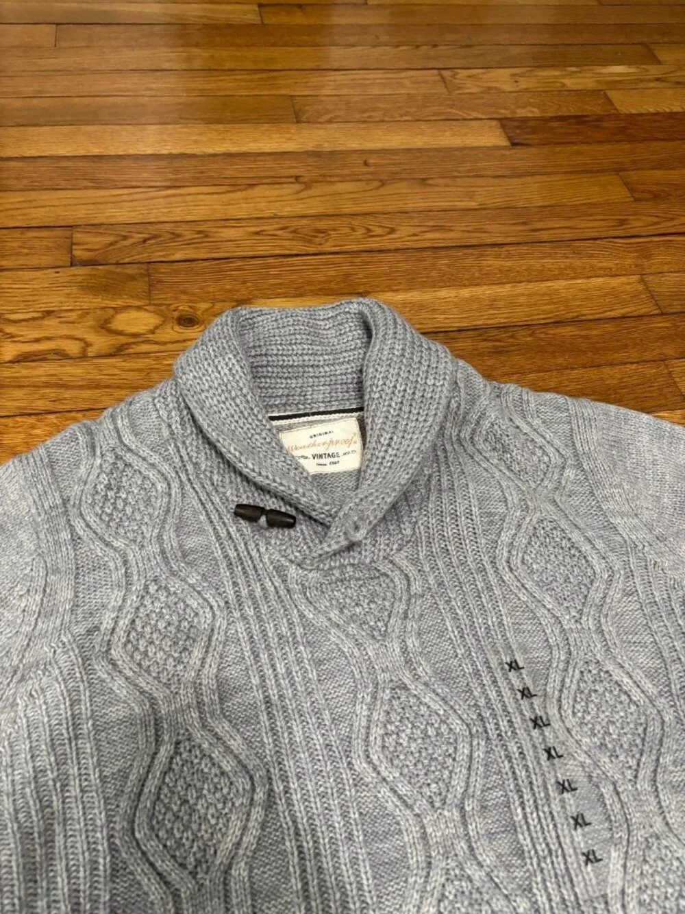 Weatherproof Vintage Mens Sweater Size XL Gray Heather Shawl Collar NWT